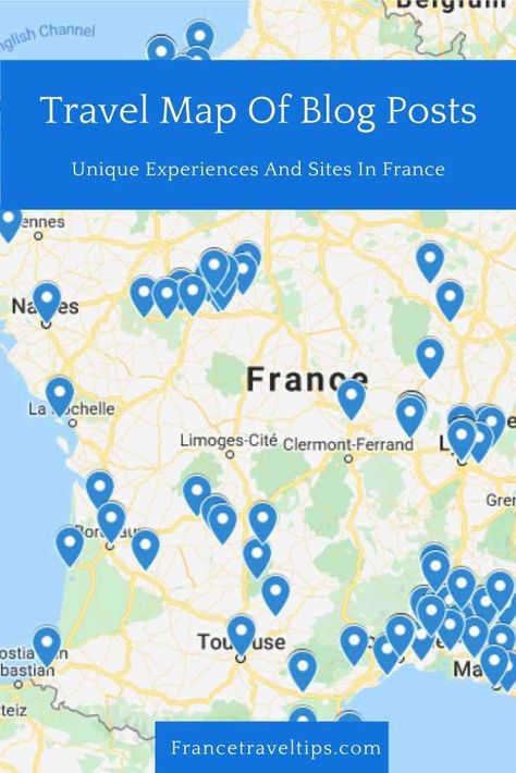 Here’s a map showing most of the locations in France that I’ve written about in previous posts. So, if you’re looking to visit a particular area and need some ideas, click on the map and you'll get more information about the post and a link to it. France Road Trip, Map Of France, Travel In France, France Map, Travel Map, Unique Experiences, Travel Maps, Planning A Trip, France Travel