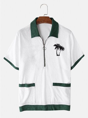 I found this amazing Mens Coconut Tree Embroidered Zip Contrast Towelling Short Sleeve Golf Shirts with US$21.99,and 14 days return or refund guarantee protect to us. --Newchic Preppy Shorts, African Wear Styles For Men, Tree Embroidery, Holiday Shirts, Golf Outfit, Shirt Sale, Golf Shirts, Cute Shirts, Collar Shirts