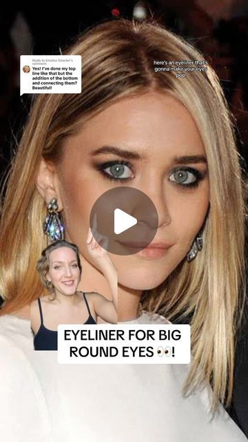 Mallory Osses on Instagram: "BEST EYELINER FOR BIG ROUND EYES 👀!   #eyeliner #makeuptutorials" Eyeliner On Round Eyes, Eye Makeup For Big Round Eyes, Round Eye Eyeliner, Makeup For Big Eyes Round, Eyeliner For Big Round Eyes, Round Eye Makeup Looks, Eye Makeup For Round Eyes, Big Eyes Eyeliner, Downturned Eyes Eyeliner