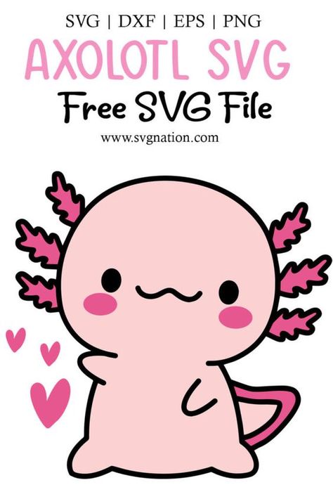 Axolotl SVG - Free SVG Files #svg #svgquotes #svgideas #svgfiles #freesvg #svgdesigns Axolotl Craft Ideas, Cricut Png Files Free, Axolotl Svg Free, Squishmallow Svg Free, Axolotl Cricut, Free Cricut Svgs, Animal Svg Files Free, Sticker Svg Free, Axolotl Crafts For Kids