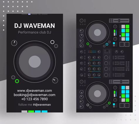 Digital DJ Business Card PSD Template. Download Dj Business, Dj Business Cards, Digital Dj, Buisness Cards, Visiting Card Design, Business Card Psd, Player Card, Card Business, Unique Business Cards