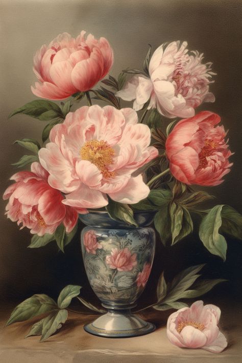 8 Peony Illustrations -(Peonies Images)! - The Graphics Fairy Peony Illustration, Vintage Floral Wall Art, Peony Art, Diy Paper Flowers, Peony Painting, Vintage Flower Prints, Flower Art Drawing, Flowers In A Vase, Flowers Vase