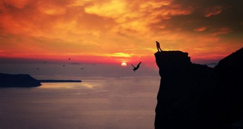 8 of Americas most extreme cliff jumpers throw down on the countries most dangerous spots http://bit.ly/1Lfc8qL Shadow Silhouette, Cliff Diving, Need A Vacation, Sun Sets, Wow Art, Extreme Sports, Pics Art, On The Edge, The Edge