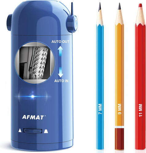 AFMAT Electric Pencil Sharpener for Colored Pencils 7-11.5mm, Fully Automatic Pencil Sharpener, Robot Pencil Sharpener, Rechargeable Hands-Free Pencil Sharpener for Large Pencils, Home, Classroom Electric Pencil Sharpener, School Tables, Teacher Must Haves, Home Classroom, Pencil Sharpeners, Hand Pain, Pencil Writing, Pencil Sharpener, Sharpeners