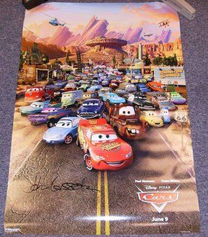 John Lasseter signed poster from Cars License to Win auction Cars Disney Wallpaper, Wallpaper Movies, Pixar Quotes, Bonnie Hunt, Disney Poster, Cars 2006, Car For Teens, Cars Disney, Vintage Jeep