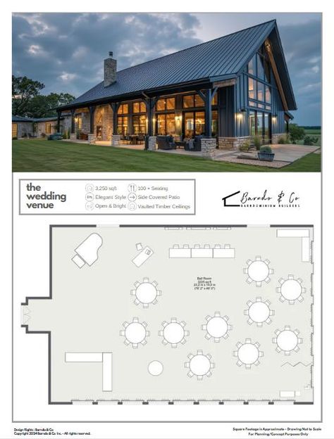 Considering opening a wedding/event venue? We can help 😊 #barndoandco #thebarndominiumguy #buildingbarndosincanada #barndofloorplans #barndominiumexperts #barndominiumfloorplans #weddinginspiration #weddingvenue #weddingvenueideas #weddingideas #barnwedding #barnweddingvenue #Canada Barndominium Wedding Venue Floor Plans, Barndominium Wedding Ideas, Building A Wedding Venue Ideas, Venue Building Ideas, Wedding Barndominium, Event Center Floor Plans Wedding Venues, Barndominium Event Space, Wedding Venue Blueprint, Event Space Floor Plan