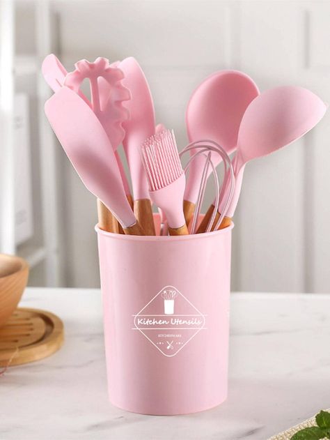 Pink Kitchen Utensils, White Kitchen Utensils, Pink Kitchen Decor, Silicone Utensil Set, Silicone Kitchenware, Wooden Kitchenware, Silicone Cooking Utensils, Silicone Kitchen Utensils, Silicon Utensils