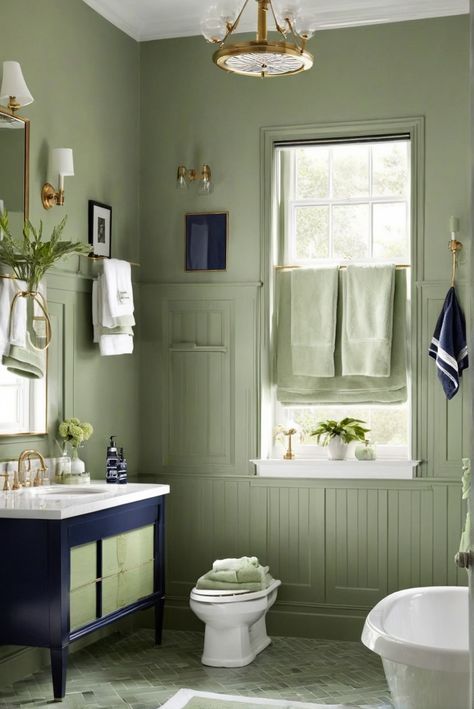 How To Craft an Exquisite Escape: Sage Green and Navy Blue Bathroom Secrets [2024] #Ad #homedecor #homedesign #fixhome #Painthome #interiorarchitecture Navy Blue And Green Bathroom, Navy And Green Bathroom, Green And Blue Bathroom, Green Blue Bathroom, Blue And Green Bathroom, Sage Green And Navy, Light Green Bathrooms, Navy Blue Bathroom, Blue Green Bathrooms