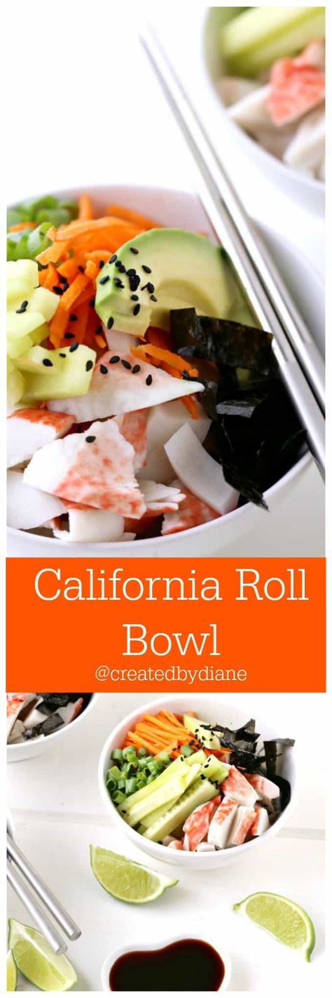 California Roll Bowl it's the perfect easiest Cali Roll to make at home @createdbydiane California Roll Bowl, Beach Food, California Roll, Food Lunch, Beach Meals, Summer Recipe, Summer Dinner, Bowls Recipe, A Bowl