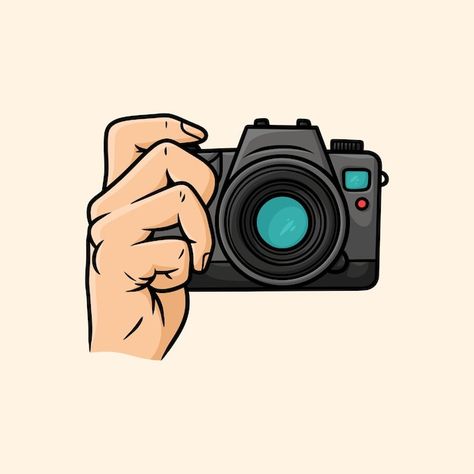 Camera Cartoon Aesthetic, Camera Illustration Art, Camera Aesthetic Icon, Hand Holding Camera, Photographer Cartoon, Camera Drawing Art, Photograph Illustration, Camera Doodle, Photographer Stickers