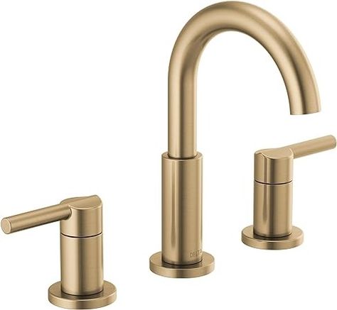 Delta Faucet Nicoli Widespread Bathroom Faucet 3 Hole, Gold Bathroom Sink Faucet, Drain Assembly, Champagne Bronze 35749LF-CZ - Amazon.com Bronze Sink Faucet, Gold Bathroom Sink Faucet, Gold Bathroom Sink, Delta Champagne Bronze, Bronze Sink, Widespread Bathroom Faucet, Gold Bathroom, Delta Faucets, Champagne Bronze