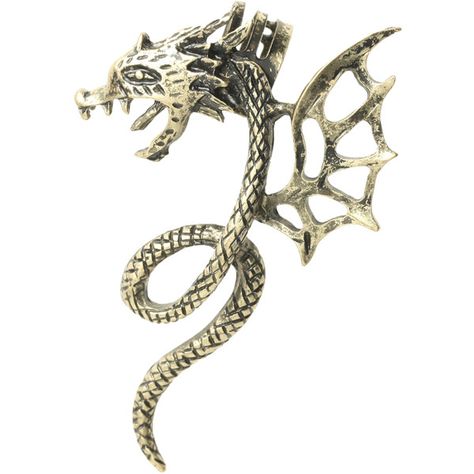 LOVEsick Dragon Ear Cuff Earring | Hot Topic ($6.50) ❤ liked on Polyvore featuring jewelry, earrings, ear cuff, ear cuff earrings, gold tone jewelry, cuff earrings and cuff jewelry Dragon Ear Cuffs, Earrings Cuff, Ear Cuff Jewelry, Cuff Earring, Dragon Earrings, Gothic Vintage, Dragon Necklace, Cuff Jewelry, Dragon Jewelry