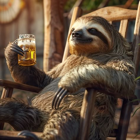 Slow down - take it easy 😌 🦥 Sloth mode on 🧘 #sloth #slothlove #slothlife #slowdown #beer #relax #stellatheaisloth #takeiteasy #aiart #ai #beer #stellatheaisloth #WeekendVibes #animallovers #ChillOut #stellathesloth Sloth Spirit Animal, Sloth Life, Animal Dress Up, Sloth Bear, Swag Pics, Funny Sloth, Rainforest Animals, Sloth Lovers, Sloths Funny