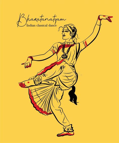 Indian classical dance Bharathanatiyam sketch or vector illustration. Illustration about classical, hindu, custome, bharatanatyam, gestures, includes, nrita, excellent - 164413436 Dance Event Poster, Malaysia Poster, Bhangra Dance, Poster Reference, Indian Classical Dancer, Dance Vector, Dance Silhouette, Class Poster, Dancing Drawings