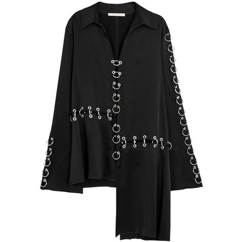 Eyelet Shirt, Asymmetrical Hem Top, Embellished Shirt, Battle Jacket, Jackets Black, Embellished Blouse, Eyelet Top, Christopher Kane, Embellished Top