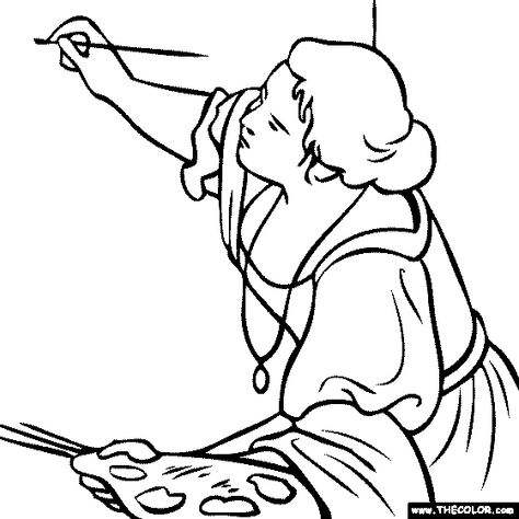 Artemisia Gentileschi - Allegoria Coloring Page Artemisia Gentileschi Tattoo, Artists Notebook, Linoprint Ideas, Famous Art Coloring, Famous Painters, Artemisia Gentileschi, Pages To Color, Colored Pictures, Painting Courses