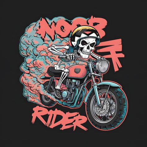 a skeleton riding a bike. cool cartoon art Design For Tshirt, Skeleton Design, Biker T Shirts, Ride Or Die, Skeleton, Shirt Designs, Tshirt Designs, T Shirts, T Shirt