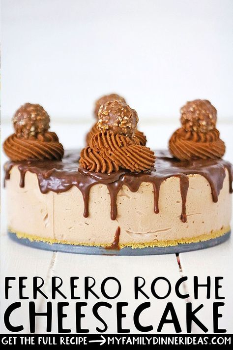 Ferrero Rocher Cheesecake, Brown Food Coloring, Bakery Aesthetic, Dessert Photography, Bake Desserts, Chocolate Topping, Mini Cheesecakes, Cream Frosting, Sweet Delights