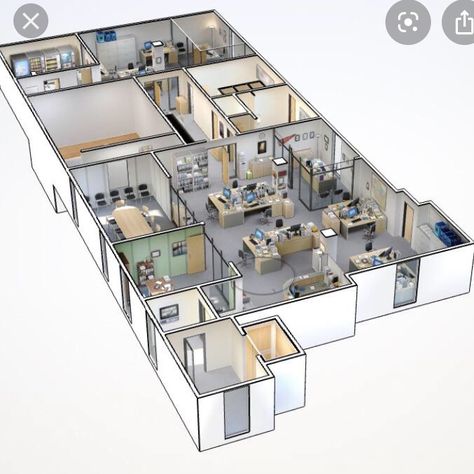 The Office Layout, Dollhouse Projects, Dunder Mifflin, Office Layout, Sims 4 Houses, Diy Dollhouse, Office Building, Office Design, The Office