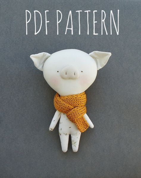 Stuffed Pig Pattern Sewing Free, Pig Toys Diy, Stuffed Pig Pattern, Animal Plush Pattern, Pig Sewing Pattern, Plush Sewing Patterns, Pig Stuffed Animal, Diy Dolls Making, Pig Pattern