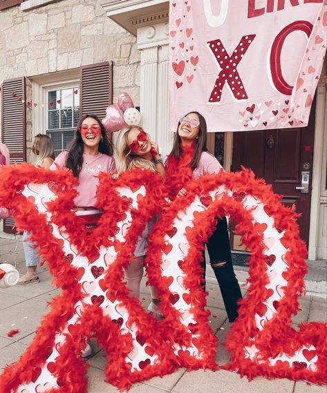 Xoxo Sorority Theme, Valentines Day Bid Day Theme, Red Bid Day Theme, Heart Sorority Theme, Love Sorority Bid Day Theme, Valentines Bid Day, Sorority Recruitment Decorations, Valentine’s Day Sorority Banner, Recruitment Decorations