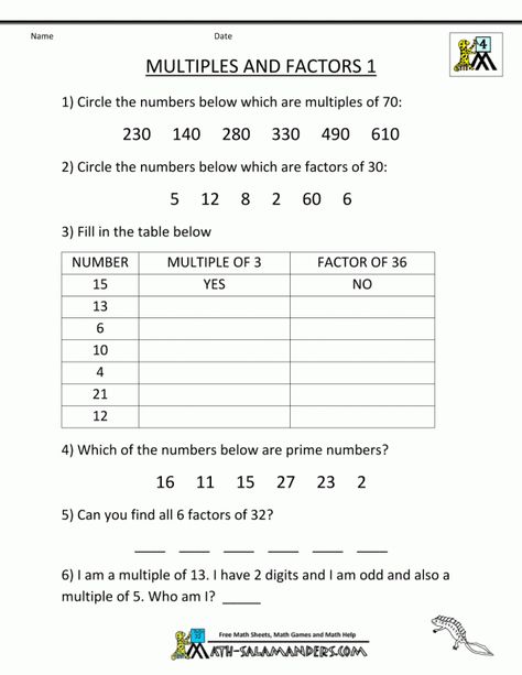 11+ 4Th Grade Math Factors Worksheet -  -  #4thgrademathfactorsworksheet #4thgrademathworksheetsfactorsandmultiples Check more at https://printable-sheets.com/11-4th-grade-math-factors-worksheet/ Factors And Multiples Worksheet, Multiples Worksheet, Factors Worksheet, Finding Factors, Balanced Math, 7th Grade Math Worksheets, Prime Factorization, Factors And Multiples, 4th Grade Math Worksheets