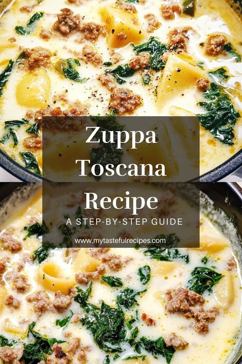 Discover the deliciousness of Zuppa Toscana! This creamy Italian soup combines spicy sausage, hearty potatoes, and fresh greens in a rich broth. It’s the perfect comfort food for gatherings or family dinners! Spicy Sausage Soup, Pumpkin Bisque, Sausage Potato Soup, Creamy Potatoes, Zuppa Toscana Soup, Toscana Soup, Sausage Potatoes, Italian Soup, Sausage Soup