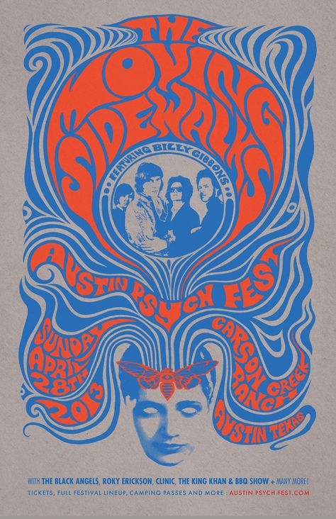 The Moving Sidewalks - Austin Psych Fest 2013 - by Mishka Westell Mishka Effect Graphic Design, Desain Ux, Poster Grafico, 60s Art, Illustration Kunst, Psychadelic Art, Band Poster, Concert Poster, Poster Designs