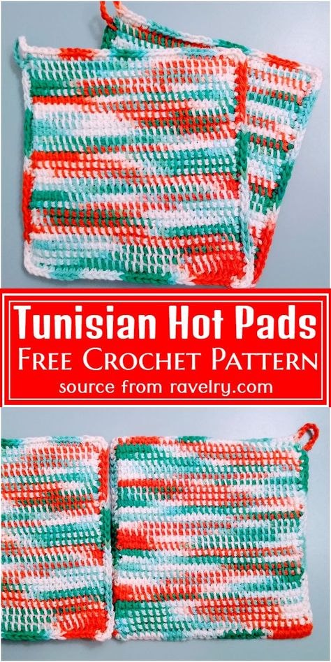 Tunisian Hot Free Pattern Crochet Pot Holders Free Pattern Hot Pads Vintage Potholders, Tunisian Crochet Potholder Patterns Free, Tunisian Crochet Pot Holders Free Pattern, Tunisian Crochet Potholder, Crochet Pot Holders Free Pattern Vintage, Crochet Pot Holders Free Pattern Easy Hot Pads, Crochet Hot Pads Free Pattern, Potholder Patterns Free, Tunisian Stitches