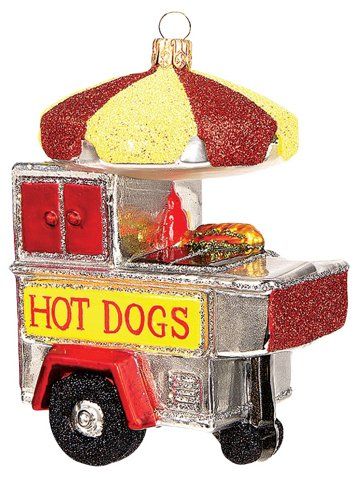 4" Hot Dog Stand Ornament, Red/Yellow - Final Sale - Must-See Markdowns - Sale | One Kings Lane Dog Cart, Christmas Tree Cupcakes, Cupcake Ornament, Christmas Ornament Tree, Hot Dog Cart, Hot Dog Stand, Blown Glass Christmas Ornaments, Food Ornaments, Ornament Tree