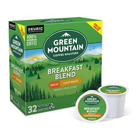 Green Mountain Coffee Roasters Decaf Breakfast Blend , Single-Serve Keurig K-Cup Pods, Light Roast Coffee, 32 Count K Cup Flavors, Green Mountain Coffee, Light Roast Coffee, Pod Coffee Makers, Mountain Coffee, Keurig K Cup, Keurig Coffee, Medium Roast Coffee, Roast Coffee