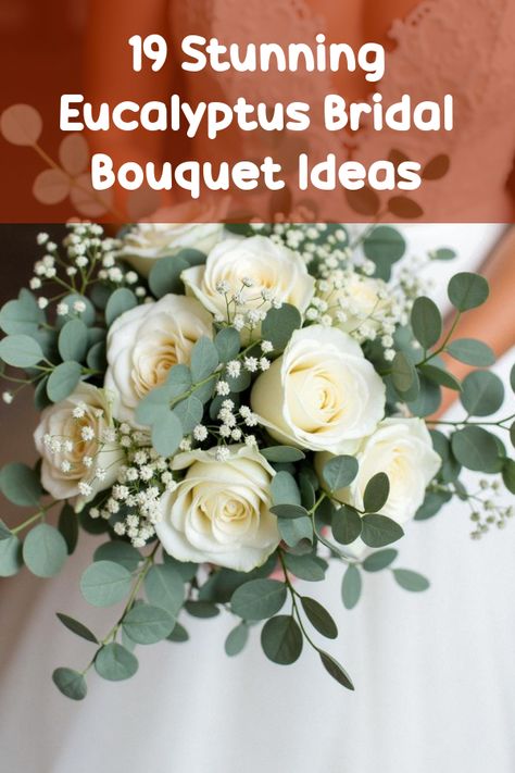 Did you know that eucalyptus bridal bouquets are the secret to a chic and modern wedding? Discover stunning arrangements featuring lush greenery and romantic blooms in our article packed with 19 breathtaking photos. Perfect for a rustic or elegant theme, these bouquets add fresh vibes and lovely scents to your big day. Explore how you can make your ceremony unforgettable with these trending wedding flower ideas. Simple Wedding Bouquet With Eucalyptus, Eucalyptus Flower Arrangement Wedding, Bridal Bouquets With Eucalyptus, Bride Bouquet White And Green, Bridesmaid Boho Bouquet, White Flowers And Greenery Bridal Bouquet, Wedding Bouquets Fresh Flowers, Simple Bride Bouquets, Baby’s Breath Bouquet With Eucalyptus