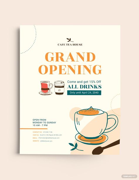 Coffee Flyer Design Ideas, Cafe Flyer Design, Coffee Flyer Design, Earthy Cafe, Simple Flyer Design, Coffee Flyer, Flier Designs, Google Docs Templates, Coffee Template