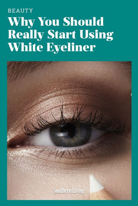 White Eyeliner Waterline, White Eyeliner Tricks, Eyes With Eyeliner, Tightlining Eyes, Best White Eyeliner, Make Eyes Bigger, Waterline Eyeliner, White Eyeliner Looks, White Eye Pencil