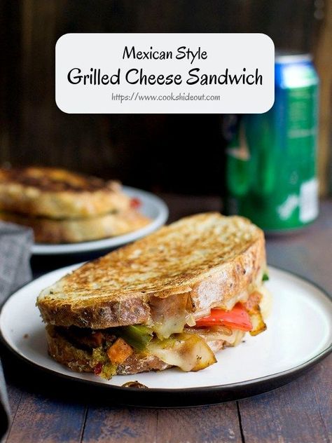 Spicy, cheesy and packed with veggies this Mexican style grilled cheese sandwich is sure to be a hit with both adults and kids. #cookshideout #sandwich #kidfriendly #grilledcheese Grilled Cheese Truck, Kid Friendly Meals Easy, Grill Sandwich, Gourmet Grilled Cheese, American Desserts, Mexican Dinner, Grilled Cheese Recipes, Grilled Sandwich, Recipe 30