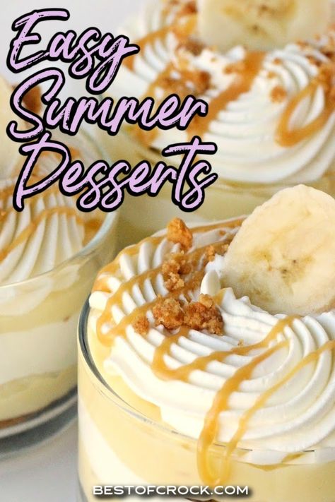 Easy summer dessert recipes can help us enjoy something sweet while having fun in the summer sun. Summer Dessert Ideas | Summer Icebox Cakes | Icebox Cakes for Summer | Summer Party Recipes | Sweet Summer Recipes | Dessert Recipes with Ice Cream | Ice Cream Dessert Recipes | Unique Summer Desserts | Easy Dessert Recipes for Summer | No Bake Dessert Recipes | No Bake Summer Desserts via @bestofcrock Fun Summer Desserts Easy, Dessert Recipes With Ice Cream, Summer Recipes Dessert, Recipes With Ice Cream, Cakes For Summer, Dessert Recipes For Summer, Summer Party Recipes, Ice Cream Dessert Recipes, Summer Cookie Recipes