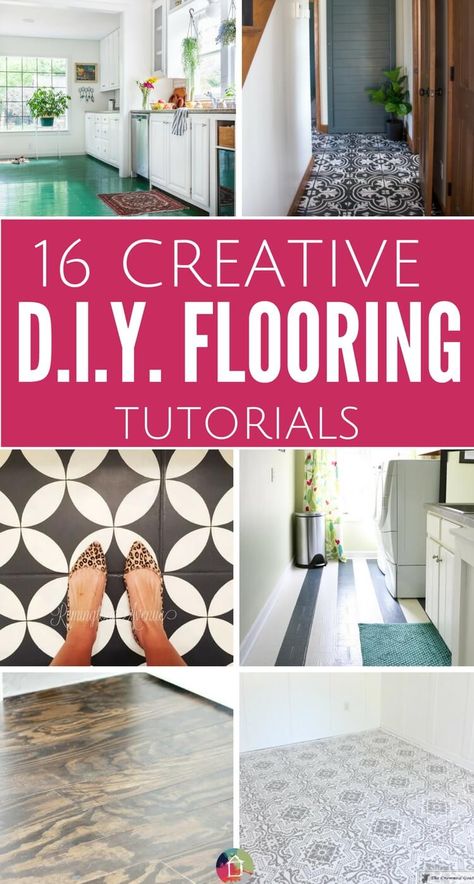 Flooring can be SO expensive, but it doesn't have to be! These incredibly creative floor transformations will give you cheap flooring ideas that don't skimp on style. So if you are stressed out about how you update the flooring in your home on a budget, look no further :) Simple Flooring Ideas, Cheap Bedroom Flooring Ideas, Cheap House Updates, Office Flooring Ideas, Cheap Flooring Ideas, Cheap Flooring Options, Paint Hacks, Inexpensive Flooring, Diy Home Decor For Apartments