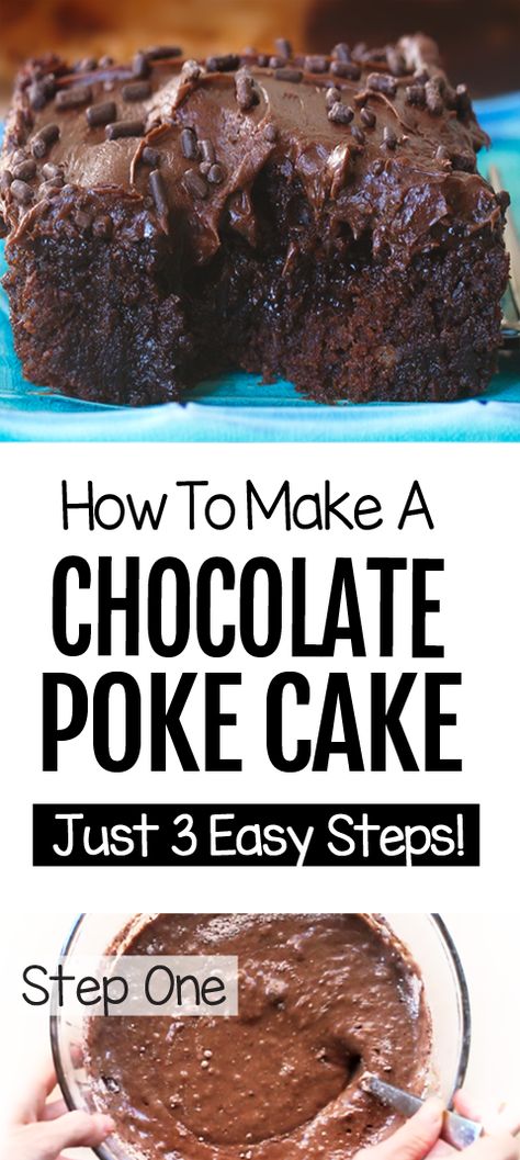 Poke Cake Recipes Chocolate, Chocolate Dump Cake, Pudding Poke Cake, Poke Cake Recipe, Luxurious Chocolate, Healthy Chocolate Recipes, Chocolate Poke Cake, Sweet Potato Brownies, Chocolate Cake Recipe Easy