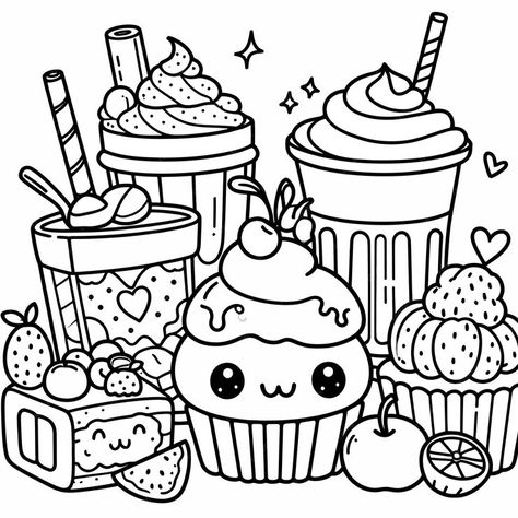 Bunny Coloring, Book Illustration Design, Cupcake Drawing, Food Coloring Pages, Bunny Coloring Pages, Birthday Activities, Free Adult Coloring Pages, White Drawing, Fall Coloring Pages