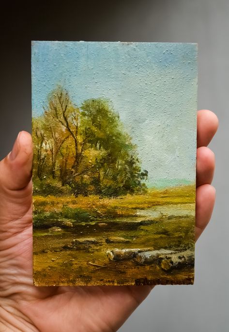 Miniature Canvas Painting Ideas, Mini Oil Painting Ideas, Miniature Oil Paintings, Small Oil Painting Ideas, Small Oil Paintings, Pickle Wedding, Mini Landscape Paintings, Miniature Painting Ideas, Small Landscape Paintings