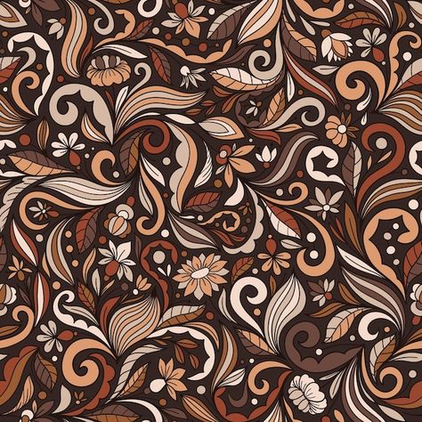 Brown seamless vector background with co... | Premium Vector #Freepik #vector #seamless #leaves-pattern #fabric-design #seamless-pattern Batik Vector, Batik Nusantara, Batik Background, Background Batik, Motif Batik, Floral Ornament, Batik Pattern, Leaves Pattern, Free Graphics