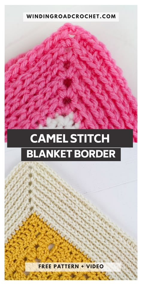 Free Crochet Blanket Border Patterns, Single Crochet Blanket Border, How To Crochet Borders On A Blanket, Thick Crochet Border, Simple Blanket Border Crochet, Camel Stitch Crochet, How To Crochet A Border Around A Blanket, Knit Blanket Border, Afghan Borders