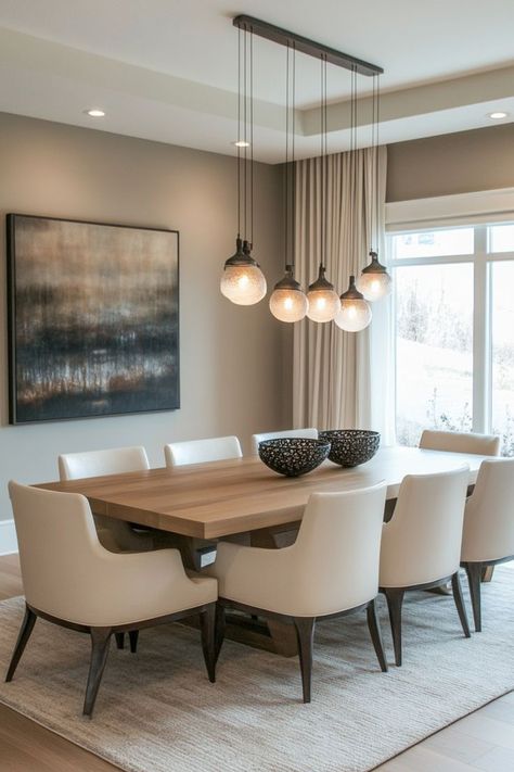 Set the stage for elegant dining with a neutral color scheme. Incorporate taupe walls, wooden furniture, and soft lighting to create a timeless dining experience. 🍽🌿✨ #NeutralDiningRoom #ElegantSpaces #HomeDecor #TimelessDesign Taupe Dining Room, Timeless Dining Room, Dining Room Colour Schemes, Neutral Dining Room, Taupe Walls, Dining Room Colors, Apartment Projects, Room Color, Neutral Color Scheme