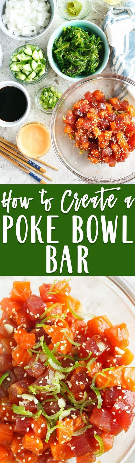 Make your own poke bowl bar with all the fresh toppings you want! Poke Bowl Bar, Diy Poke Bowl, Poke Bar, Poke Bowls, Table For Two, Grilled Dinner, Hawaiian Vacation, Fun Recipes, Poke Bowl