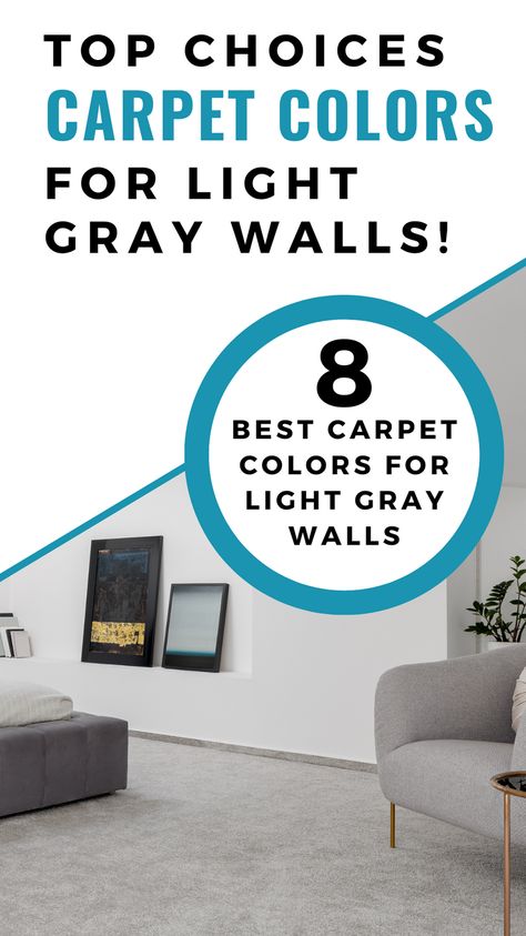 Finding it difficult to choose a carpet color to match your room with light gray walls? In this guide, you will find my 8 best carpet color choices! Carpet For Gray Walls, Gray Walls Gray Carpet, Basement Carpet And Paint Combinations, Gray Walls Carpet Color, What Color Carpet Goes With Gray Walls, Carpet And Wall Color Combinations, Carpet With Agreeable Gray Walls, Carpet Colors With Gray Walls, Best Carpet Colors For Home