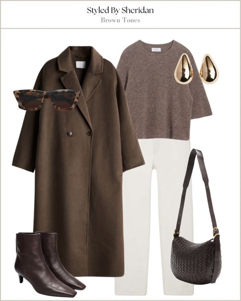 Brown Coat Outfit, Clothing Capsule, Spring Summer Capsule Wardrobe, Autumn Clothing, Coat Outfit, Brown Outfit, Brown Coat, Looks Style, Fall Winter Outfits