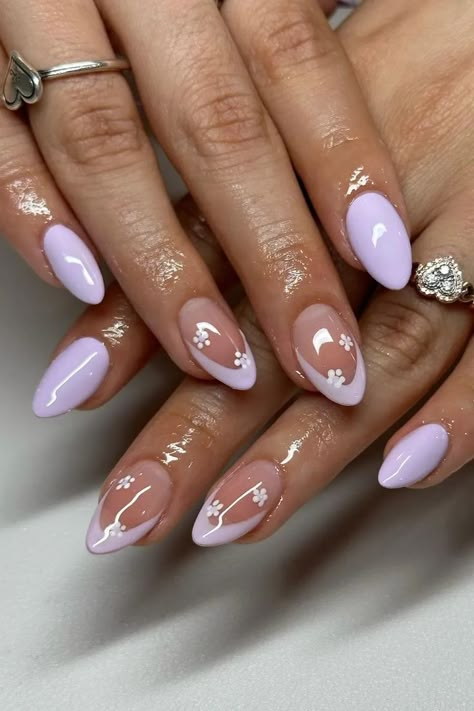 Spring Acrylic Nails, Purple Nail Polish, Girly Acrylic, Purple Nail Designs, Cute Spring Nails, Summery Nails, Purple Nail, Spring Nail Designs, Short Acrylic Nails Designs