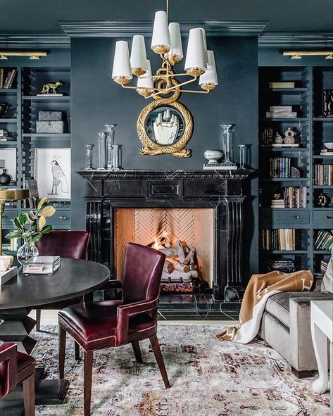 Kristy Kincaid (@kristykincaid27) • Instagram photos and videos Cozy Home Library, Interior Drawing, Alice Lane Home, Alice Lane, Decoration Photography, Interior Design Per La Casa, Home Library Design, White Lamp Shade, Rooms Reveal