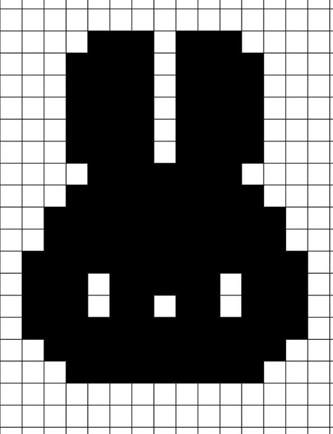 Pearler Bead Patterns Bunny, Crochet Bunny Graph, Bunny Grid Pattern, Bunny Alpha Pattern, Crochet Graph Patterns Easy, Crochet Pixel Pattern, Kawaii Pixel Art, Crochet Tapestry Pattern, Crochet Grid Patterns