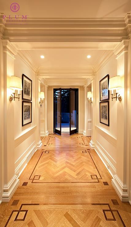 Herringbone Hardwood Floors, Entryway Tile, Wood Floor Design, Herringbone Wood Floor, Herringbone Wood, Hallway Designs, Hallway Design, Wood Patio, Classic Interior